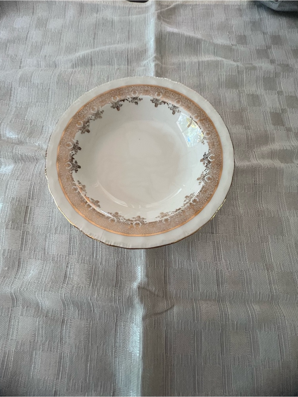 Vintage Harlem Crockery Co Pope Gosser China Small Round Bowl Ivory w/ 22k Gold